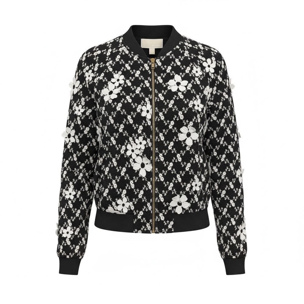 Michael Kors Black and White Floral Jacket